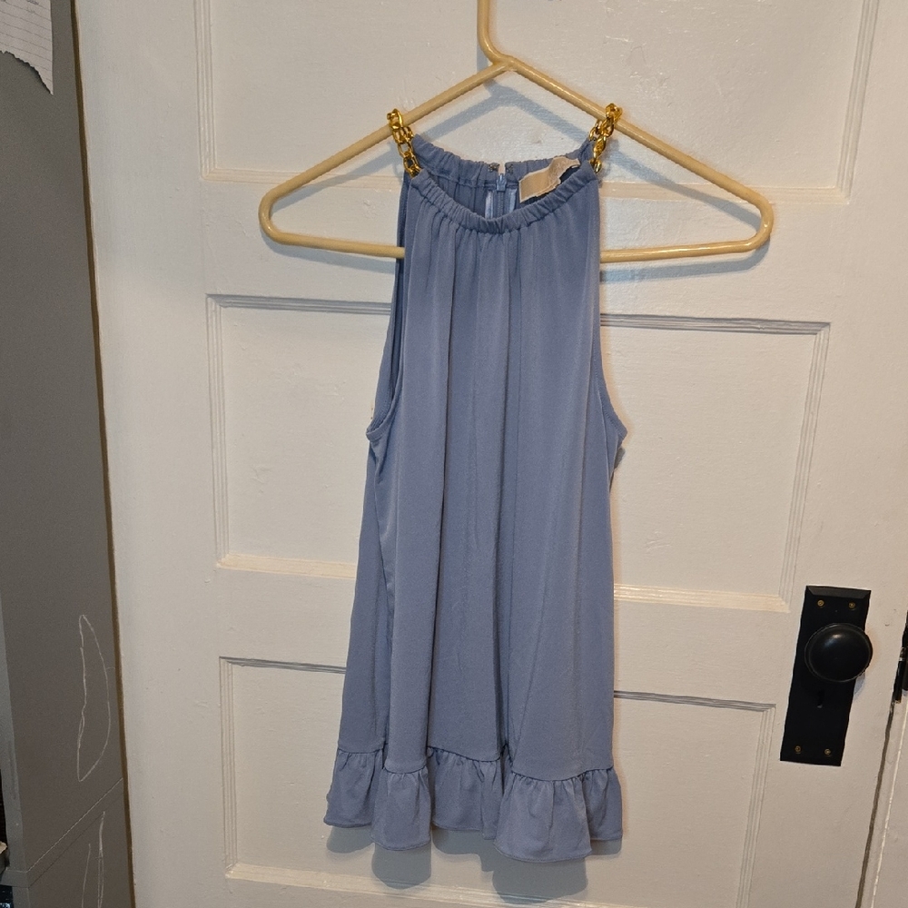 Michael Kors Blue Gathered Top
